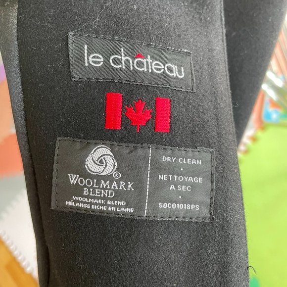 LE CHÂTEAU Black Fully Lined Wool Pea Coat (Size XXL) - Picture 12 of 16